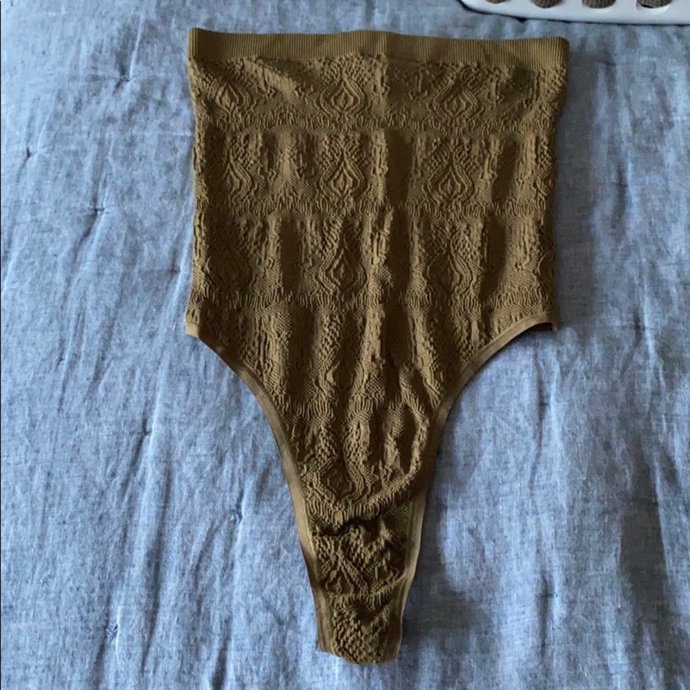 Free people army green strapless bodysuit